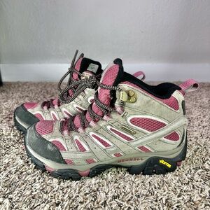 Merrell Moab 2 Womens Size 6.5 Mid Waterproof Hiking Boots Boulder/Blush J06052